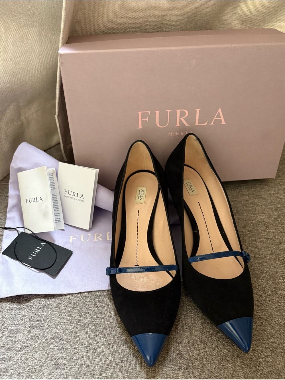 Furla Charlotte Black Suede + Vernice